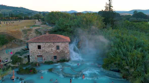 Toscane Italy Natural Spa with Waterfalls and Hot Springs at Saturnia Thermal Baths Grosseto Tuscany alt