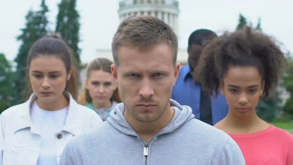 Group of Activists Raising Heads, Silent Rally for Human Rights, Equality alt