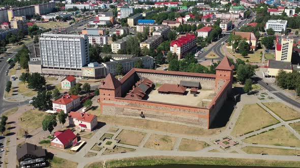 Bird's-eye View of the Medieval Lida Castle in Lida. Belarus. Castles of Europe alt