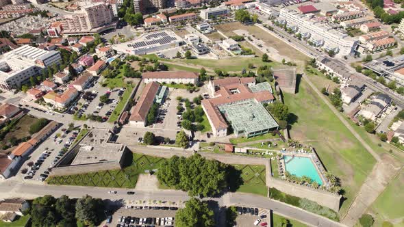 Aerial top down view Fort of Our Lady of the Rosary or São Francisco Fortress, Chaves alt