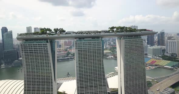 Aerial Shot of the Famous Marina Bay Sands Hotel in Singapore