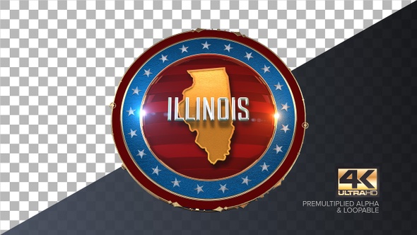 Illinois United States of America State Map with Flag 4K