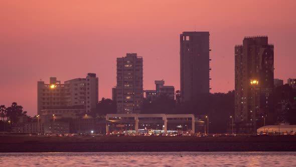 Timelapse of large modern seafacing office building Mumbai alt