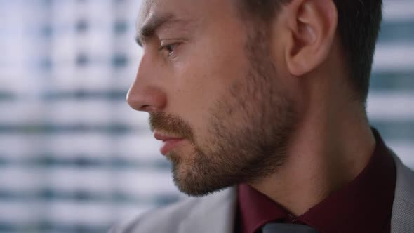 Handsome Business Man Looking Camera Confidently in Modern Office Workplace alt