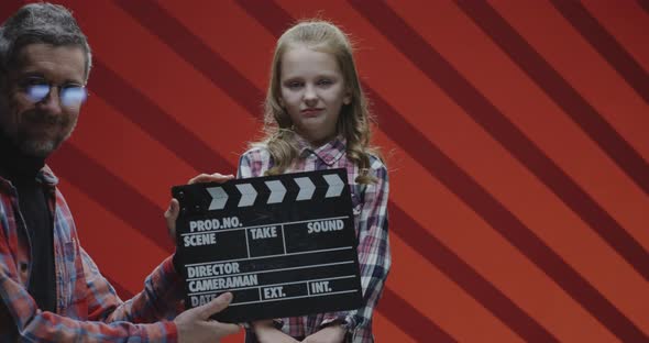 Child Actress Acting Last Scene During Film Shooting alt