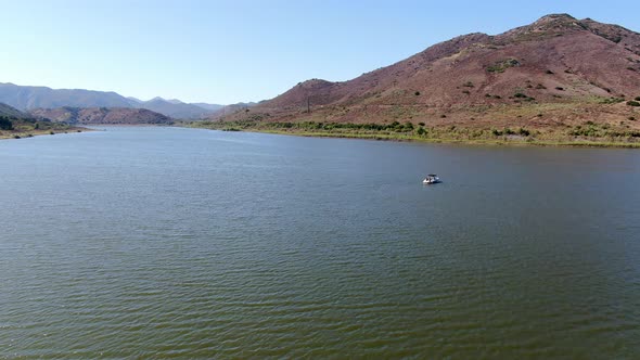 Aerial View of Inland Lake Hodges and Bernardo Mountain, San Diego County, California alt