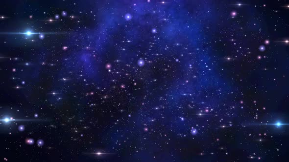 Blue Stars Glowing Space Galaxy Travel Loop Background