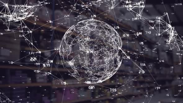 Spinning globe with data connections alt