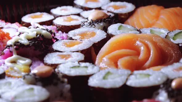 Fresh Sushi Rolls Close Up Shot alt
