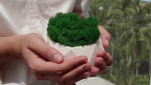Young Woman Holding Can Watering Green Plants Taking Care Growing Flowers on the Terrace Creative alt