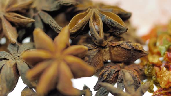 Fragrant, Aromatic, Natural And Good For Health Anise Star-Shaped Lie On A Table 4