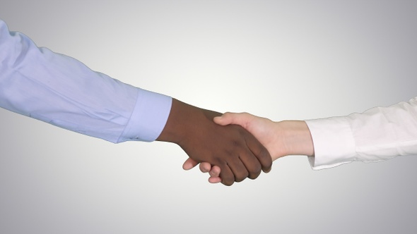 Handshake of Afro American and Caucasian Female Hands On alt