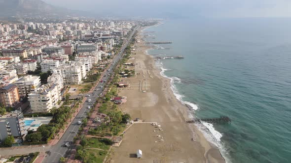 Aerial View Alanya Turkey  Resort Town Seashore alt