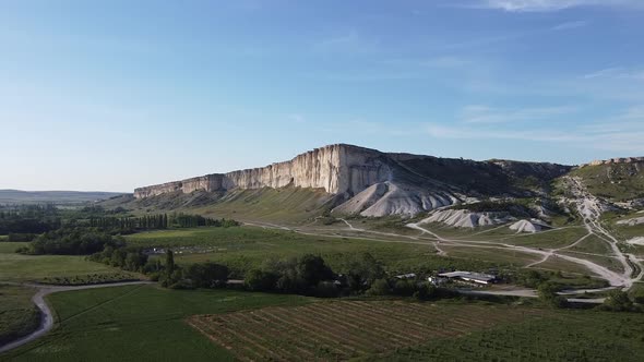 Drone footage of white cliff and landscape