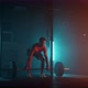 Muscular Fitness Man Doing Push a Barbell Over His Head in Modern Fitness Center - VideoHive Item for Sale