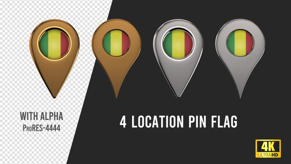 Mali Flag Location Pins Silver And Gold alt