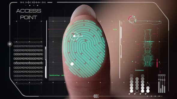 Closeup Fingerprint Futuristic Scanner Launching System Successful ...