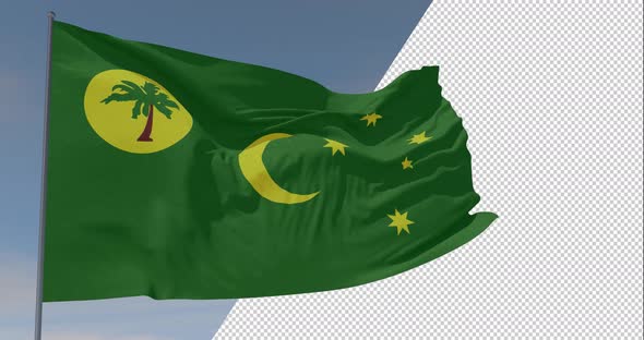 flag Cocos islands patriotism national freedom, seamless loop, alpha channel alt