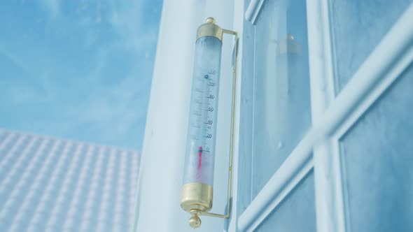 The thermometer. The temperature while seasons changing. From winter to summer. alt