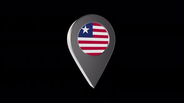 3d Animation Map Navigation Pointer With Liberia Flag With Alpha Channel - 4K alt