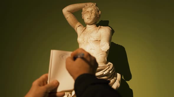 Drawing with Pen Female Marble Statue