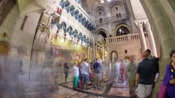 Stone of Anointing in the Church of the Holy Sepulcher Timelapse Hyperlapse alt