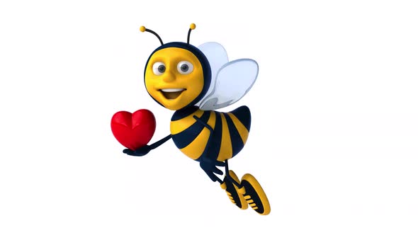 Fun 3D cartoon bee animation with alpha alt