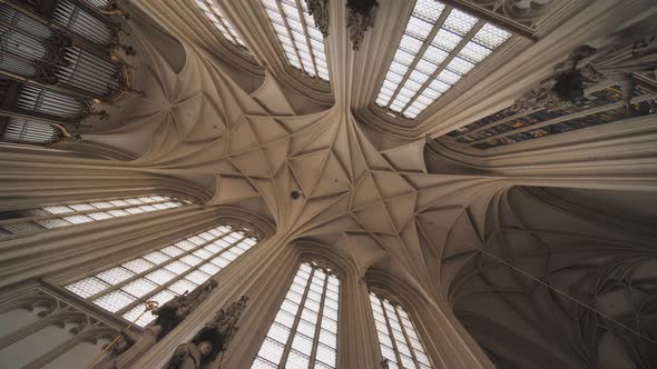 Interior of Maria Am Gestade or Church of Our Lady of the Riverbank with Christmas Decoration alt