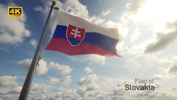 Slovakia Flag on a Flagpole - 4K alt