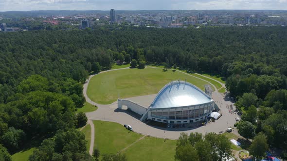 Aerial Of Vingis Park, Amphitheater And TV Tower In Vilnius, Lithuania