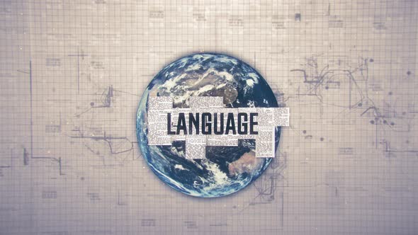 Language Text Animation with Earth Background