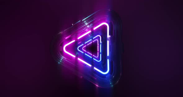 Bright Colorful Vj Loop Tunnel With Neon Triangles.