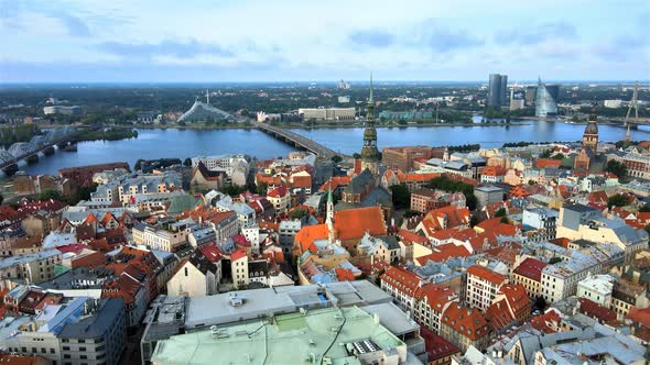 Riga city aerial view alt