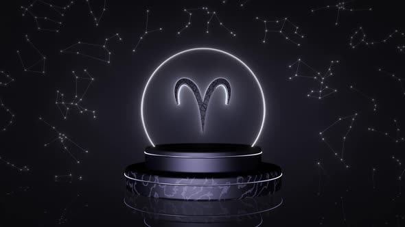 Zodiac sign Aries, 3D animation on a seamless loop alt