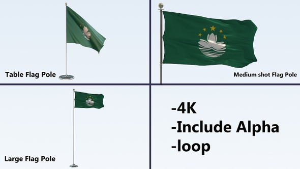 Macau Flag Pole Pack 4k-Loop alt