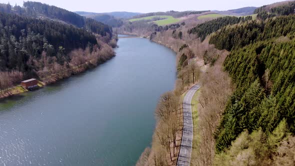 Flight Over Lake at Spring