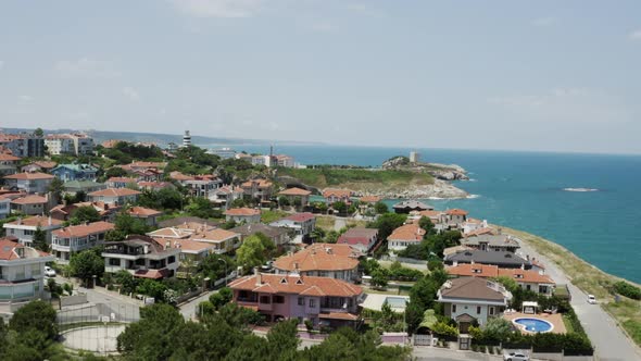 Sea Coast And Village Aerial View