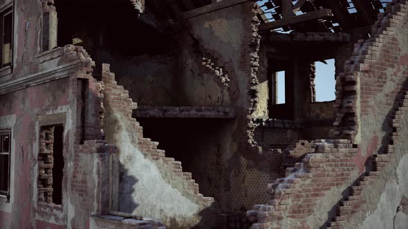 Abandoned Ruined Building After War alt