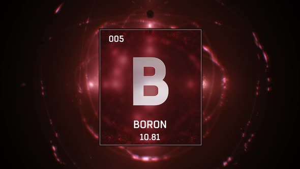 Boron as Element 5 of the Periodic Table on Red Background
