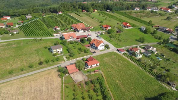 Top down view of the small village near Moravske Toplice, Slovenia alt