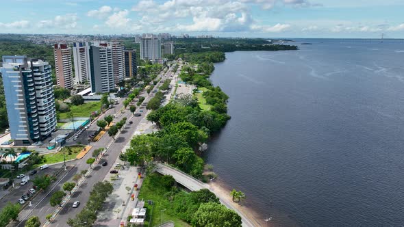 Famous Ponta Negra Beach at downtown Manaus Amazonas Brazil., Stock Footage