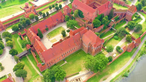 Aerial view of Castle of the Teutonic Order in Malbork, Malbork ( Zamek w Maborku, Ordensburg Marien alt