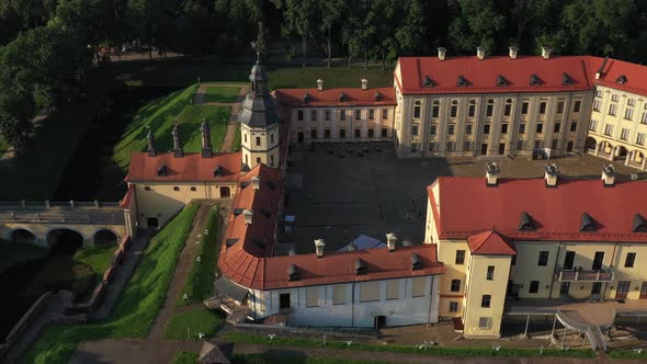 Top View of the Nesvizh Castle Before Sunset