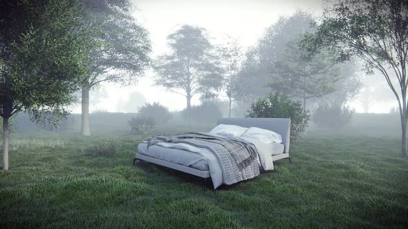 Bed in Forest 4k