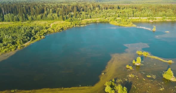Lake Dontso in Leningrad Region Saint Petersburg Russia Aerial Footage of a Beautiful Northern alt