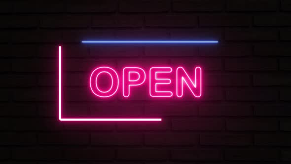 Neon effect  open sign animation