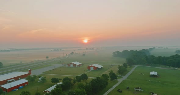 Beautiful Misty Sunrise Landscape Foggy Morning at Scenic Meadow alt