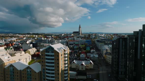 Beautiful Aerial View of Reykjavik Iceland on a Sunny Summer Day alt