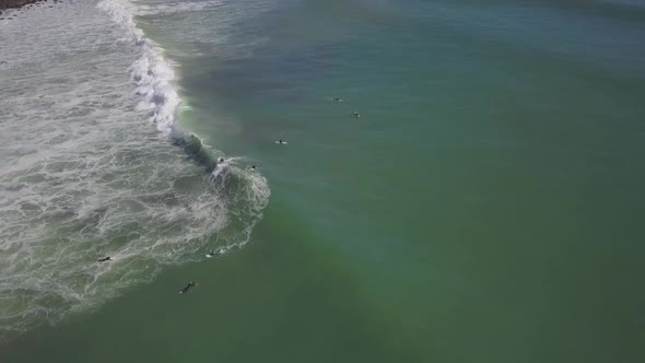 Aerial view of surfer wipe out