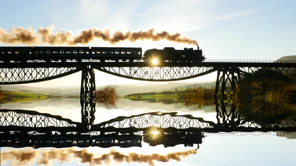 Nostalgic Retro Scene of Old Steam Engine Locomotive Technology Revoltution alt